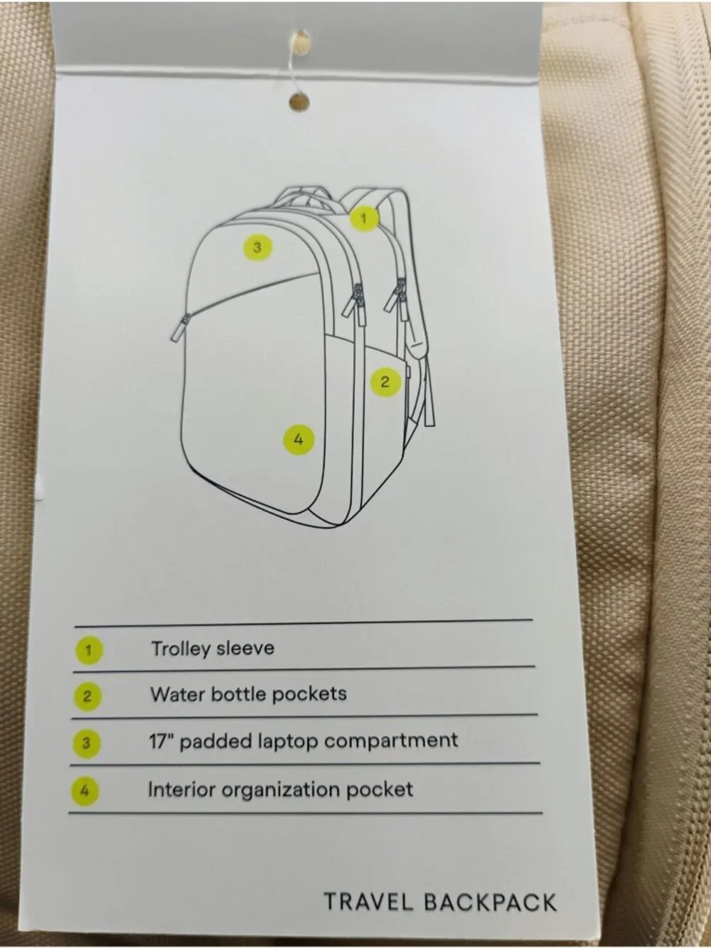 All In Motion Travel Backpack Beige Multifunctional Lightweight Design